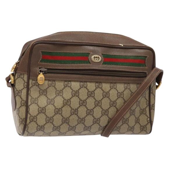 GUCCI GG Supreme Web Sherry Line Bag Pvc Beige Gold 56 02 088 - Picture 1 of 16